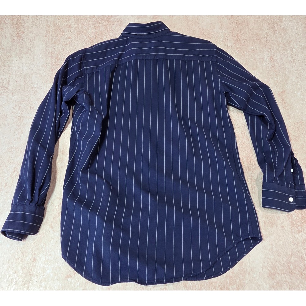 Polo Ralph Lauren Navy Blue Pinstripe Virgin Wool Blend Button Down Shirt Size 6 - Picture 2 of 16